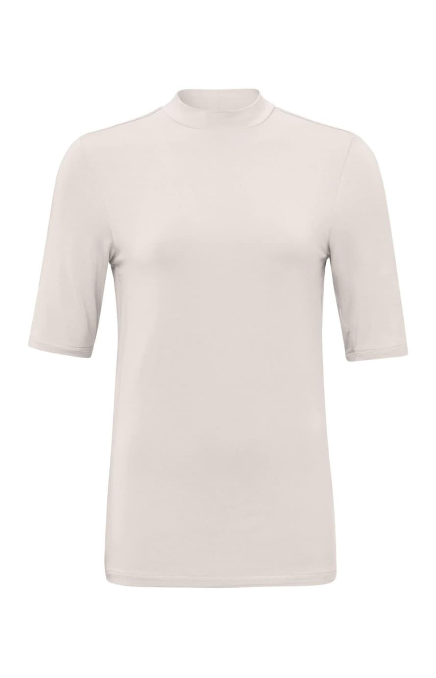 Yaya T-shirt With High Neck And Short Sleeves - Off White Sweat