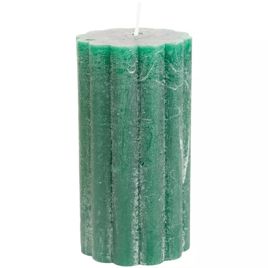 Grand Illusions Rustic Scalloped Dinner Candle Emerald Green - 70 x 130mm