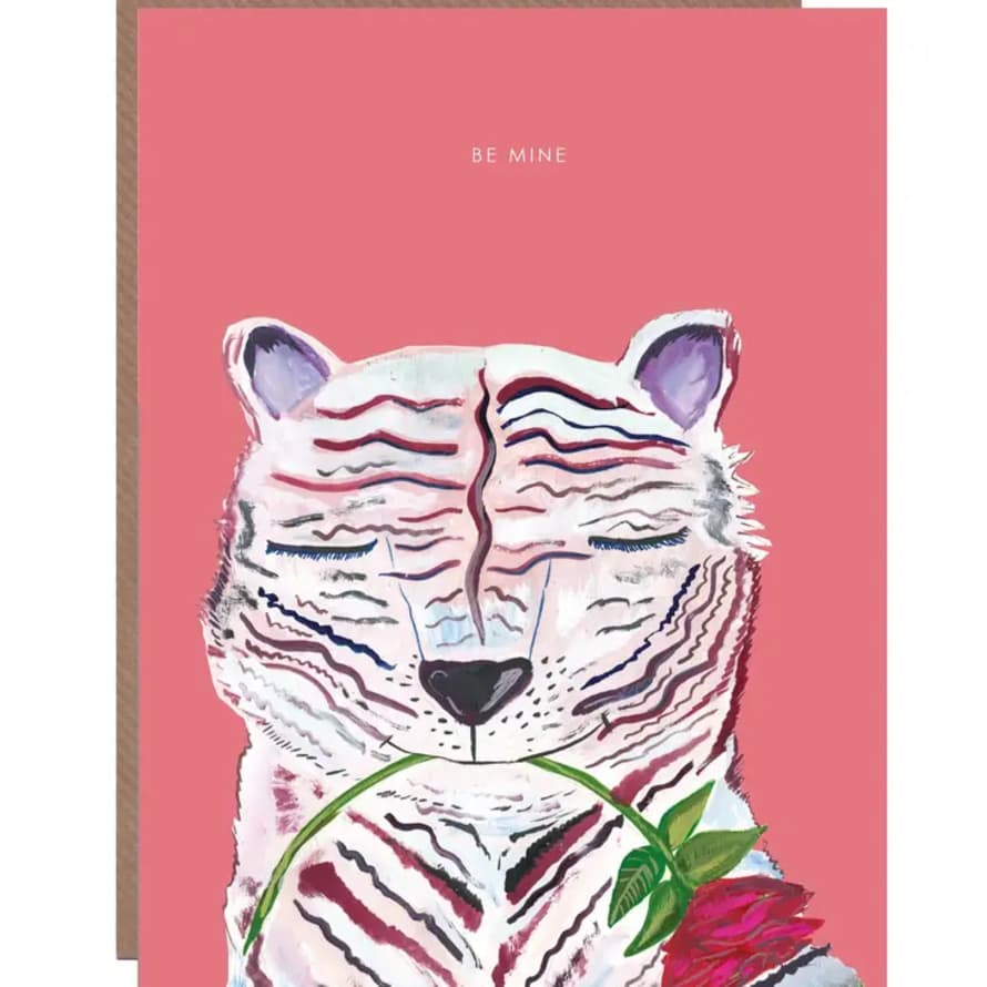 Hutch Cassidy White Tiger and Rose Valentine's Card