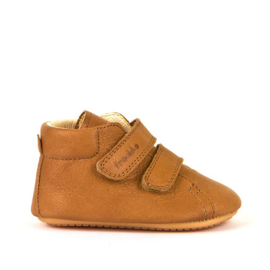 Froddo : Double Velcro Pre-walker Shoes - Cognac Brown Leather