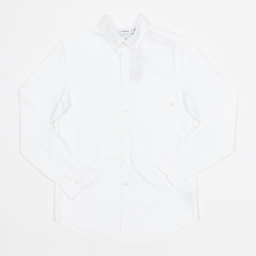 Farah Brewer Casual Fit Pocket Long Sleeve Shirt In White