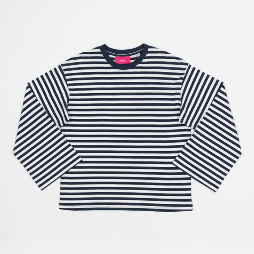 JJXX Womens Amalie Long Sleeve Stripe T-shirt In Navy & White