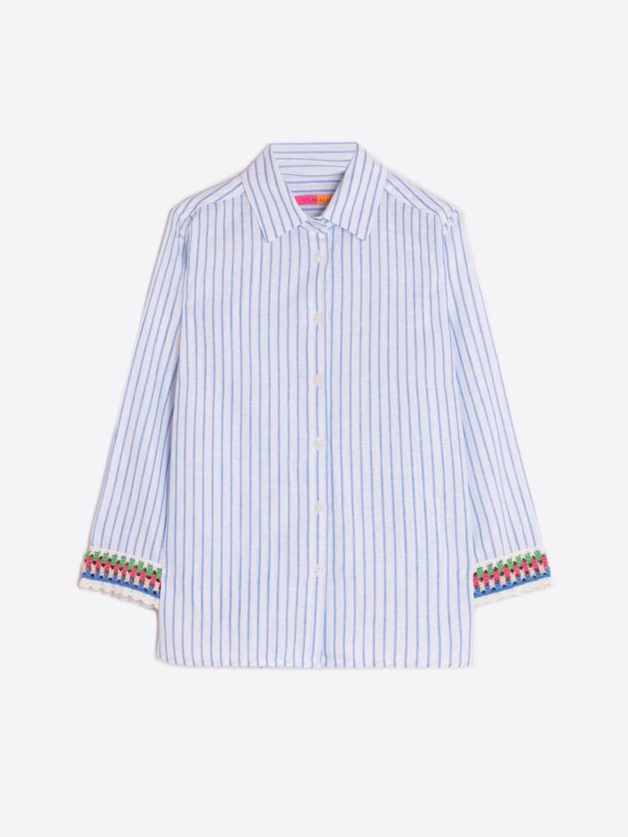 Vilagallo The Twist Linen Striped Shirt