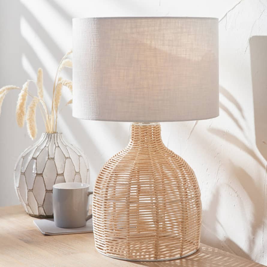 Distinctly Living Rattan Lamp And Shade