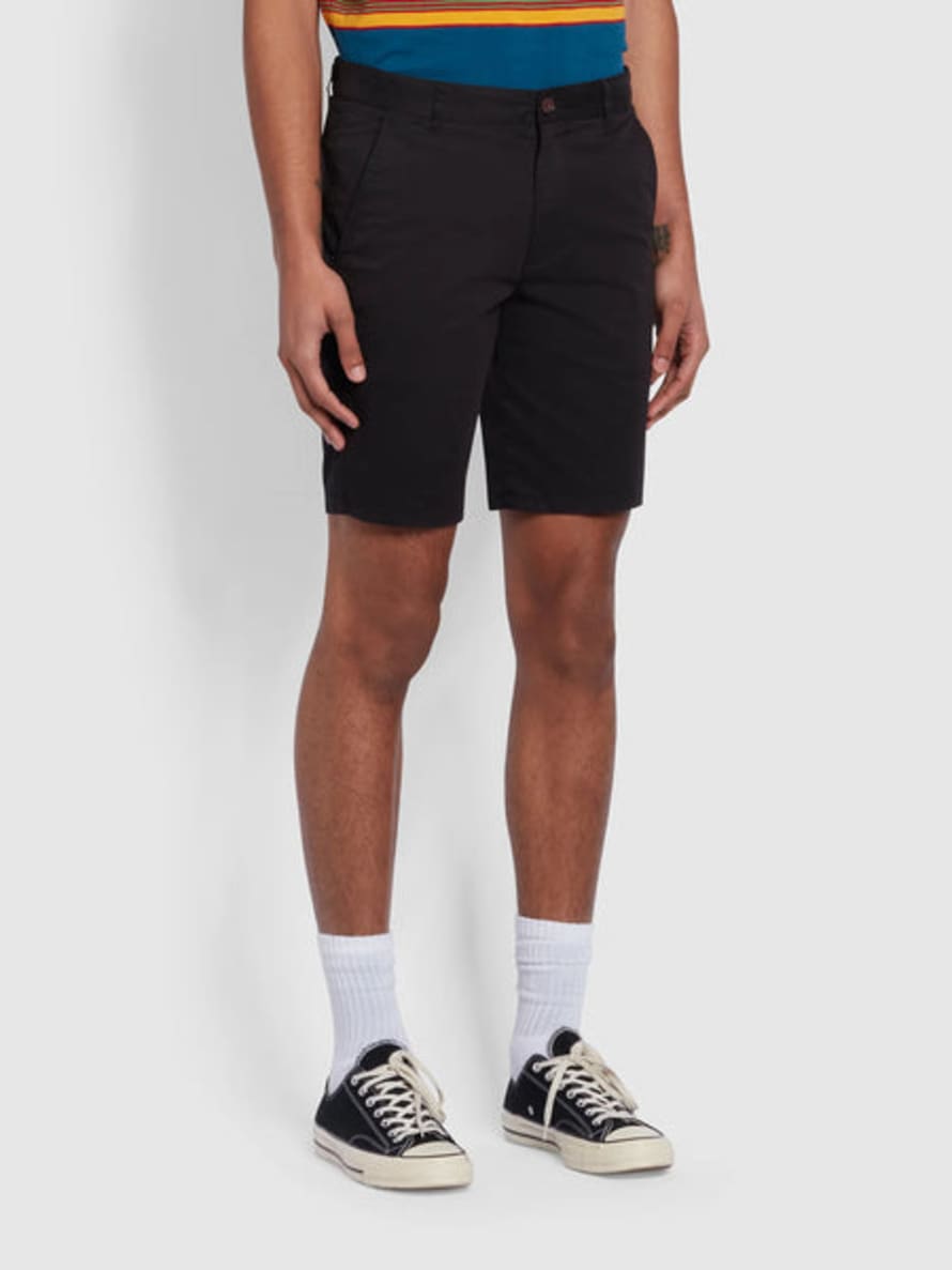 Farah Hawk Organic Cotton Chino Shorts - Black