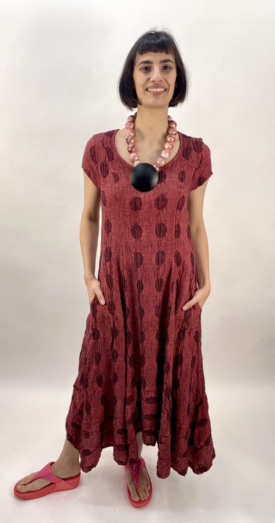 Grizas Red Dress with Abstract Print