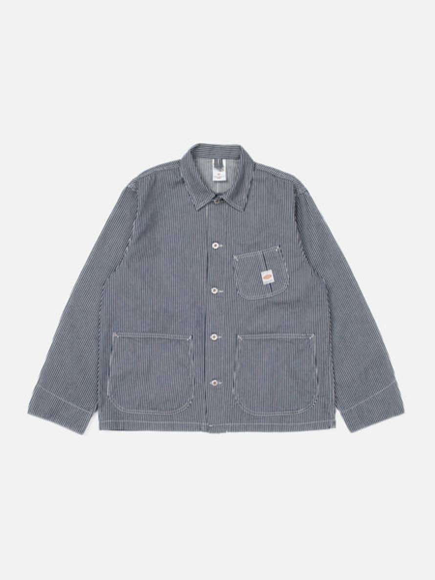 Nudie Howie Hickory Chore Jacket - Blue/off White