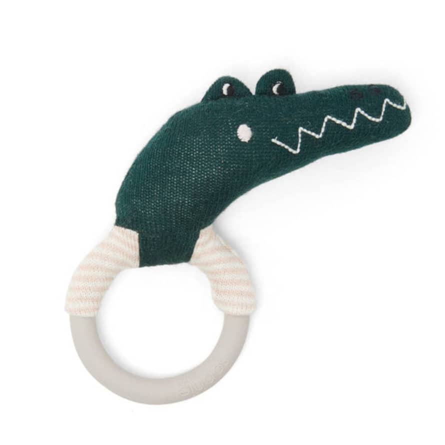 Sophie Home Cotton Knit & Silicone Teether Rattle - Crocodile