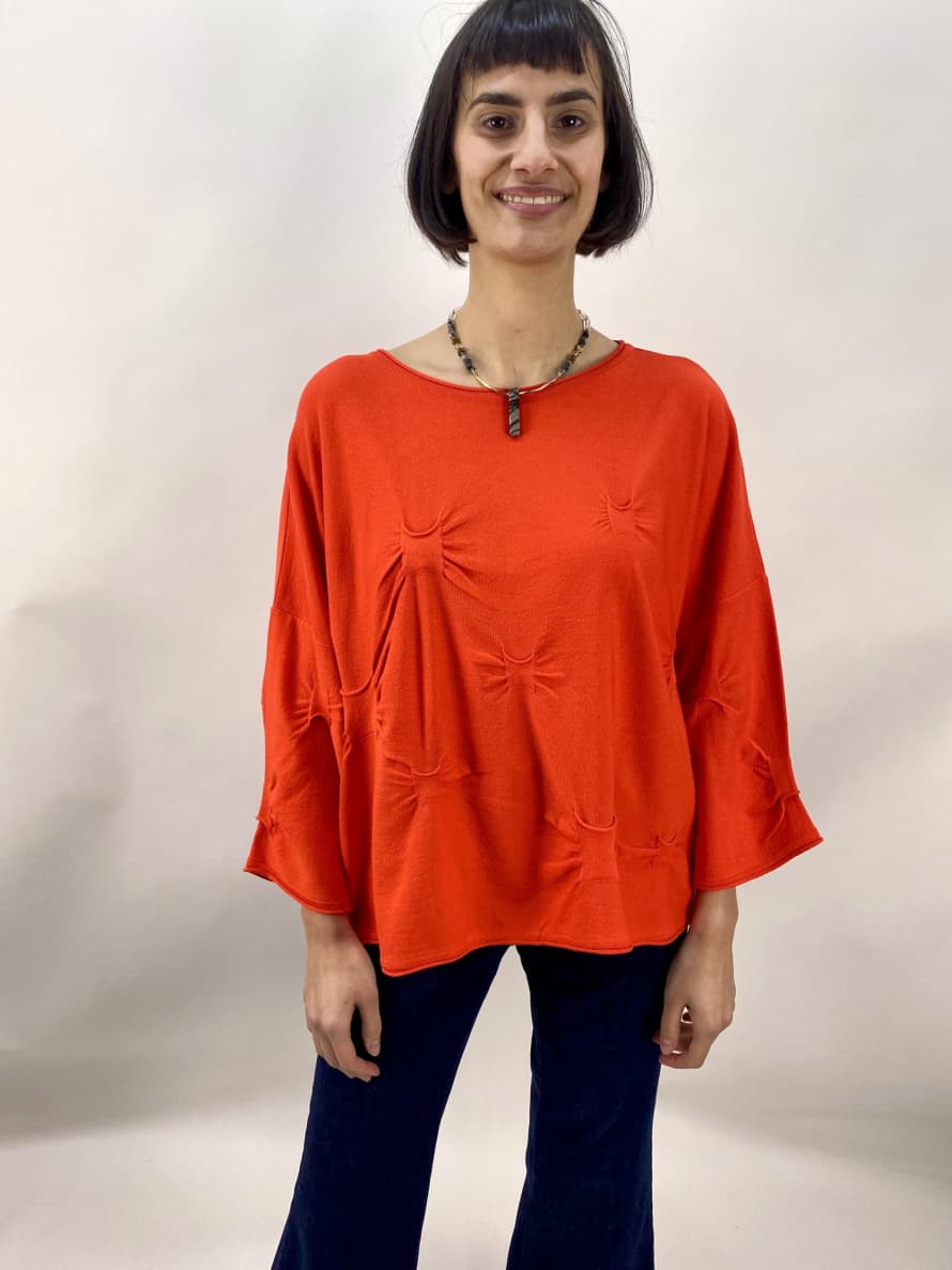 Philomena Christ Sweater with Gathers In Red