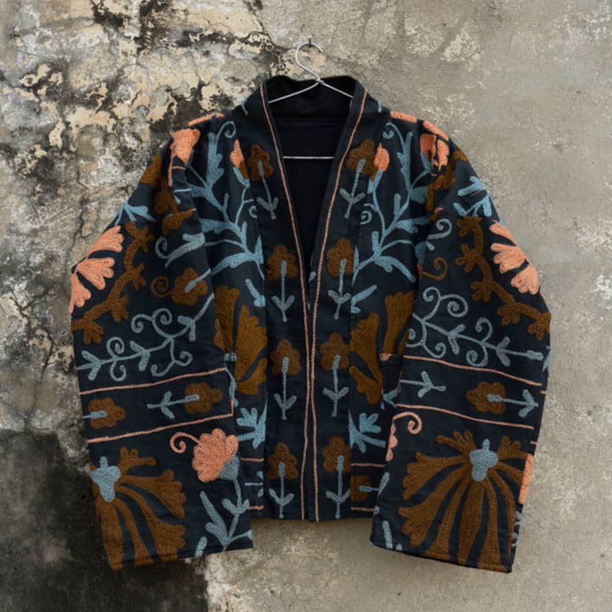 Bless Stories Tapestry Jacket Black Coral Sky