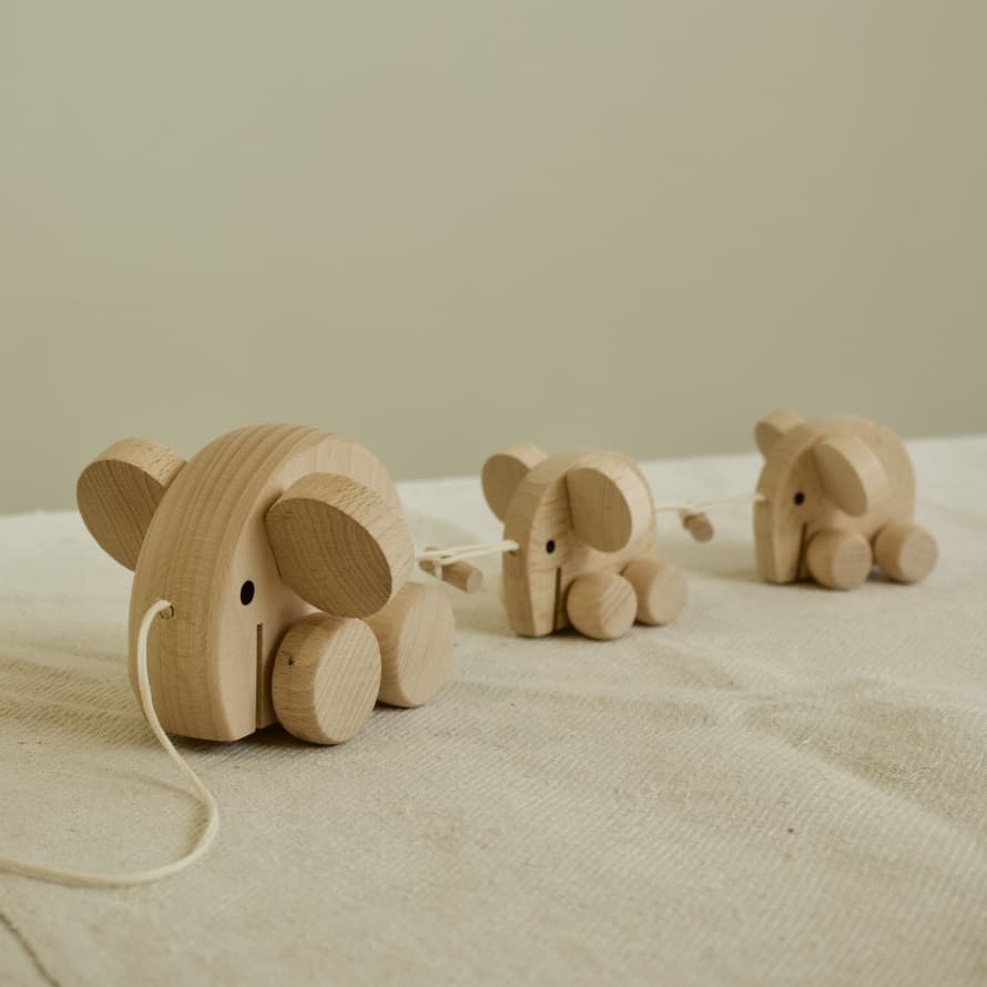 Wooden Toy Elephant Family