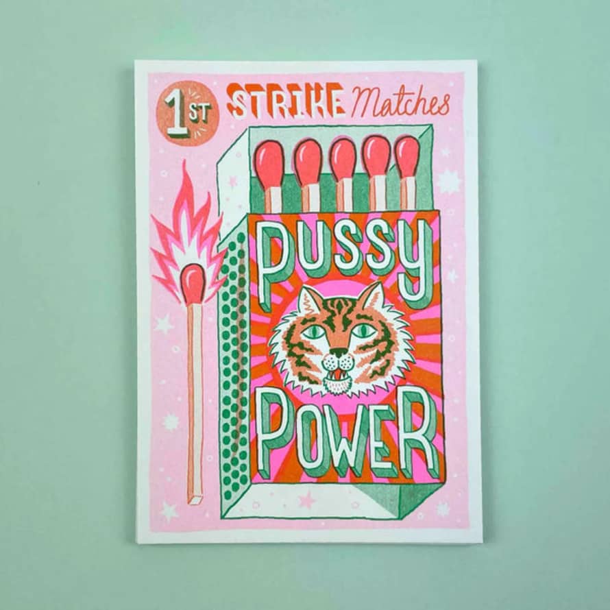 Jacqueline Colley Pussy Power Matchbox A5 Riso Print
