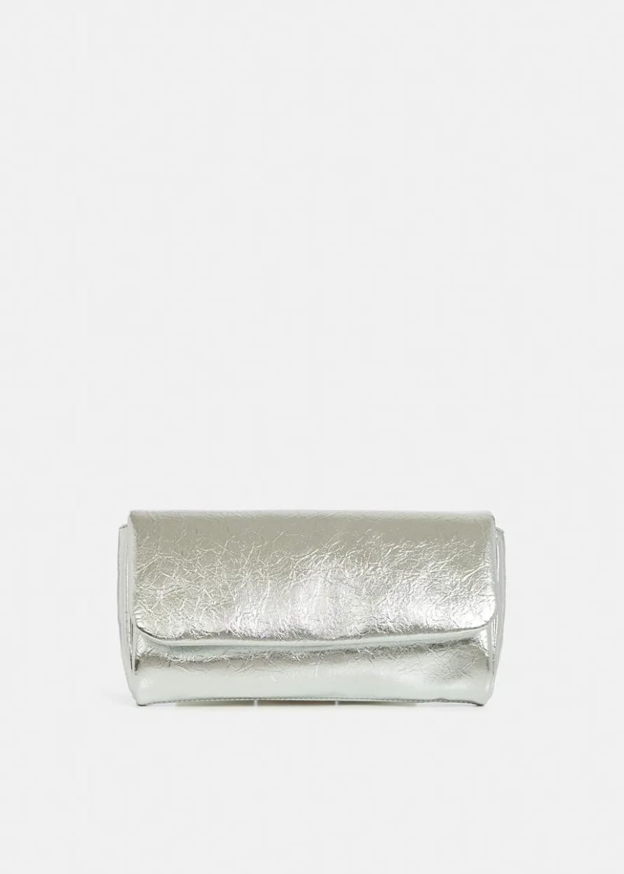 Essentiel Antwerp Silver Fochet Metallic Clutch Bag