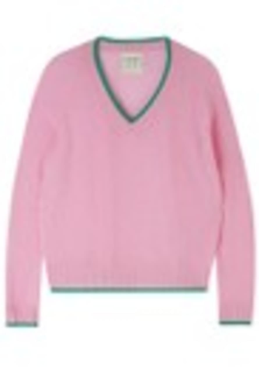 Jumper 1234 Contrast Tip In Rose And Bright Green