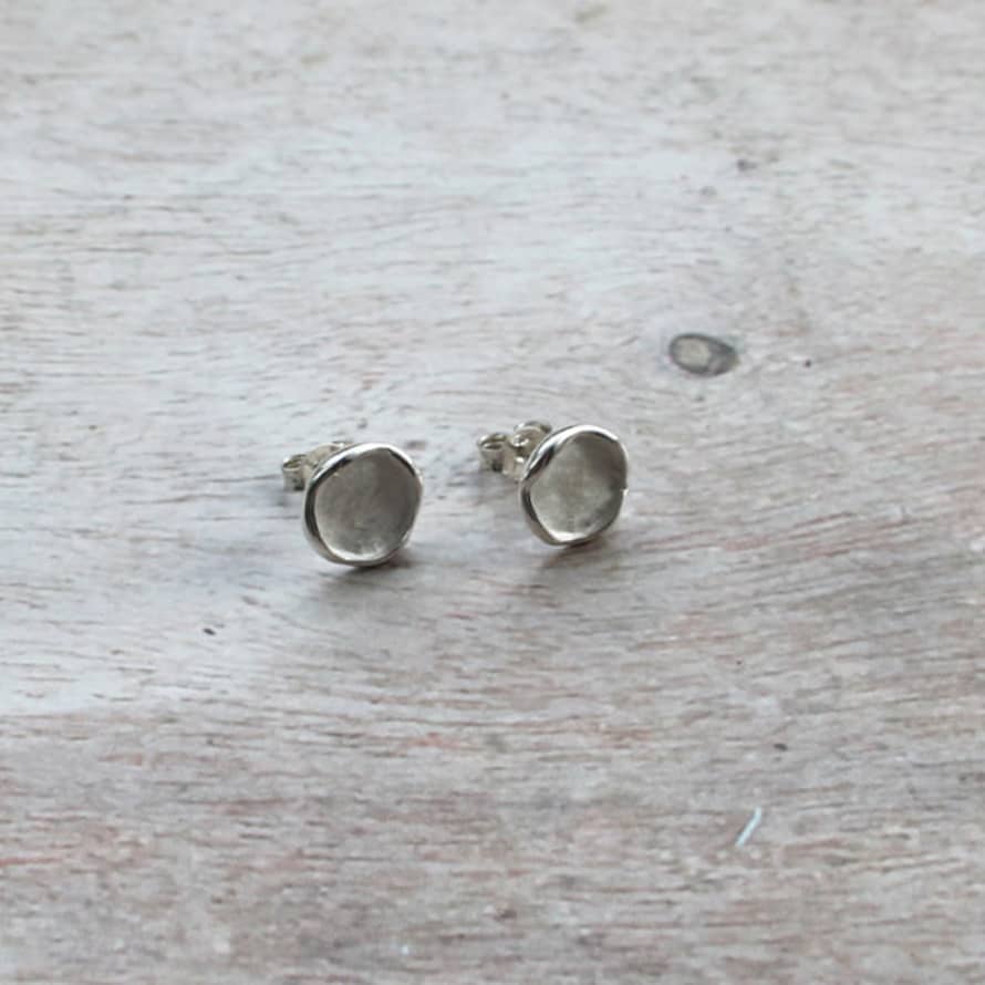 Annie Mundy Dt72 A Silver Round Disk Stud Earrings
