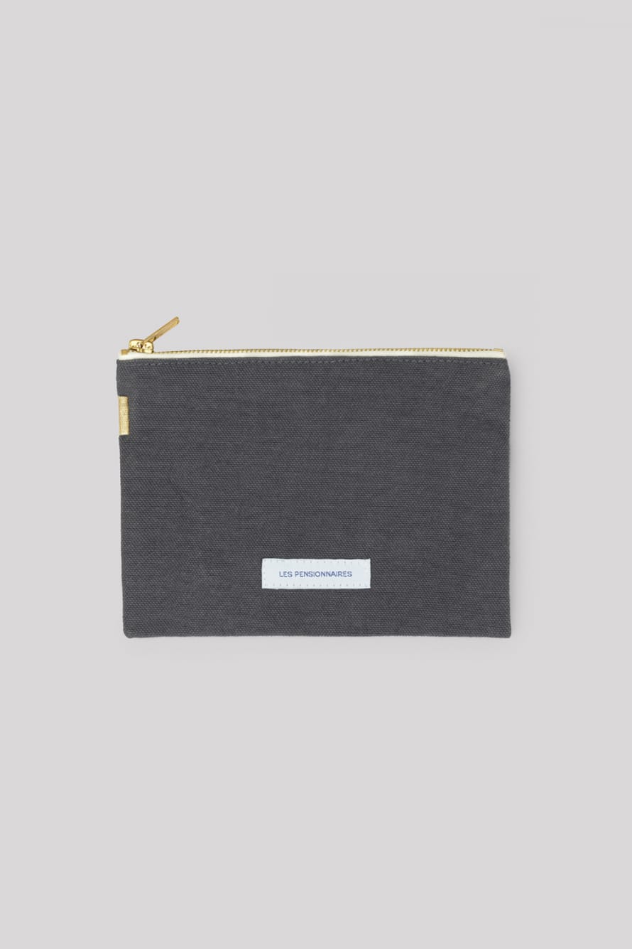Les pensionnaires Slate Grey Small Organic Cotton Pouch