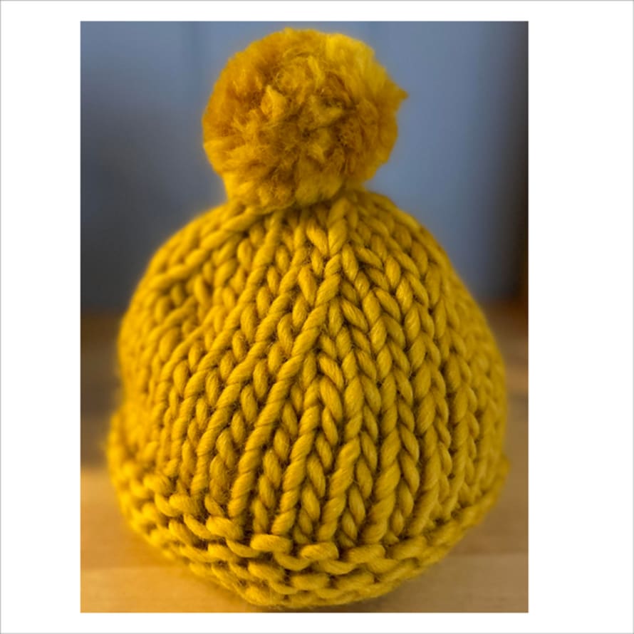 Intrepid Merino Wool Mustard Bobble Hat - Kids