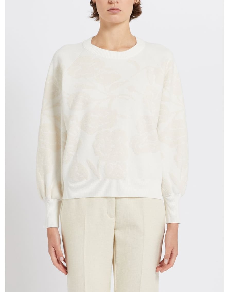 Marella Marella Isernia Jacquard Floral Print Sweater Size: L, Col: White