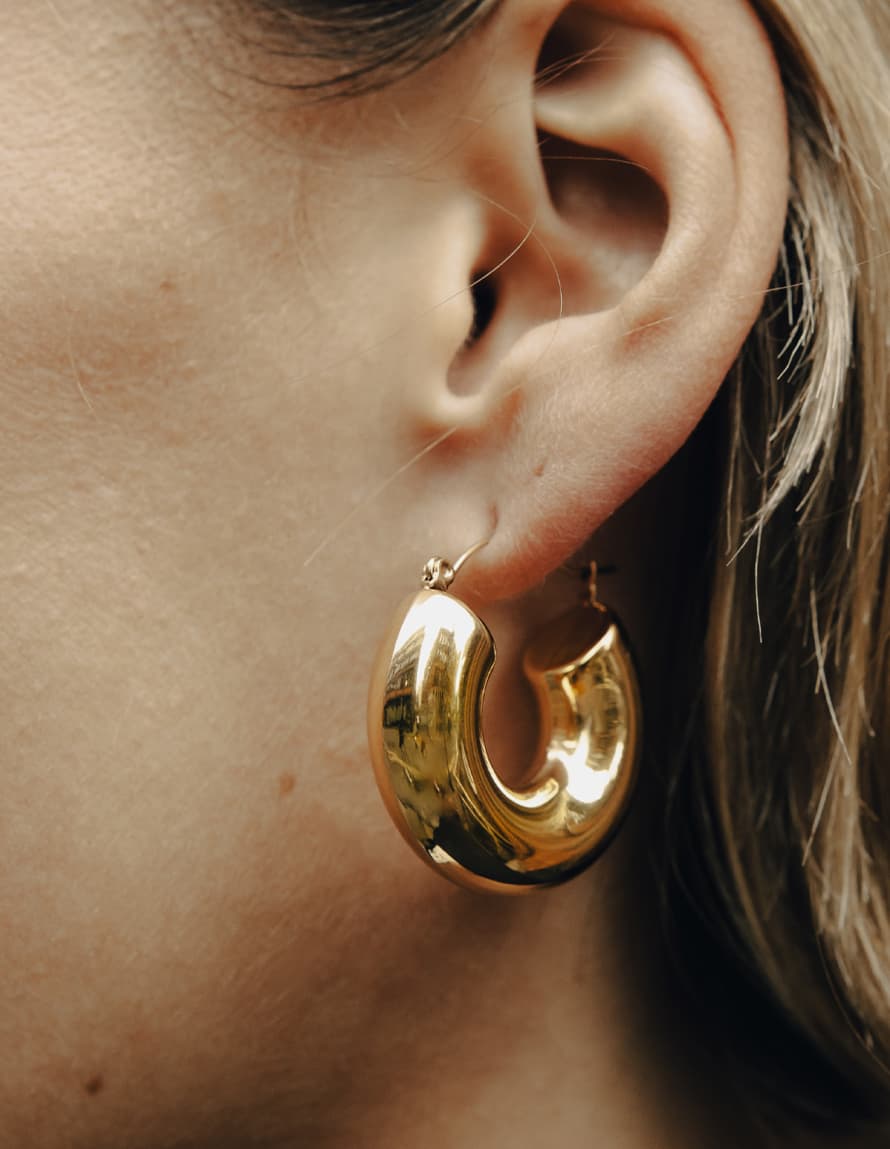 Nordic Muse Gold Bold Hoop Earrings, 18k Tarnish-Free Waterproof Gold