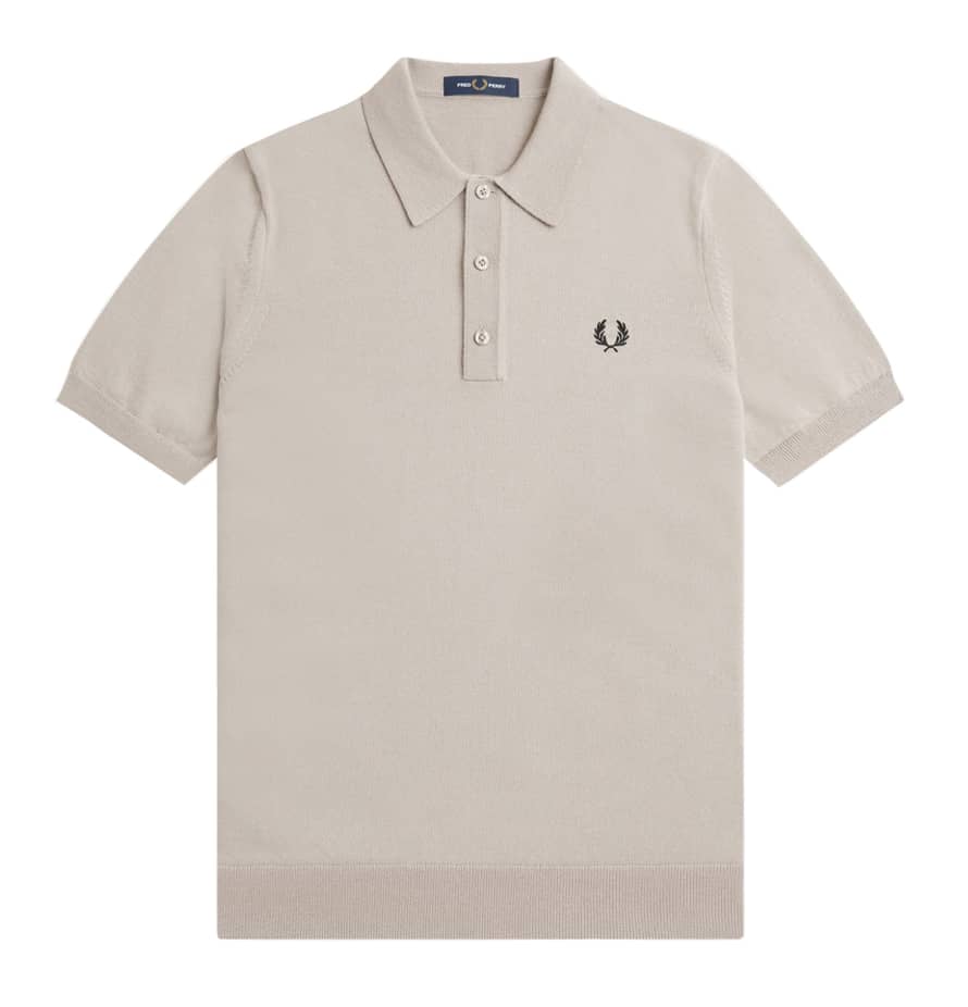 Fred Perry Classic Knitted Short-Sleeved Shirt (Oatmeal)