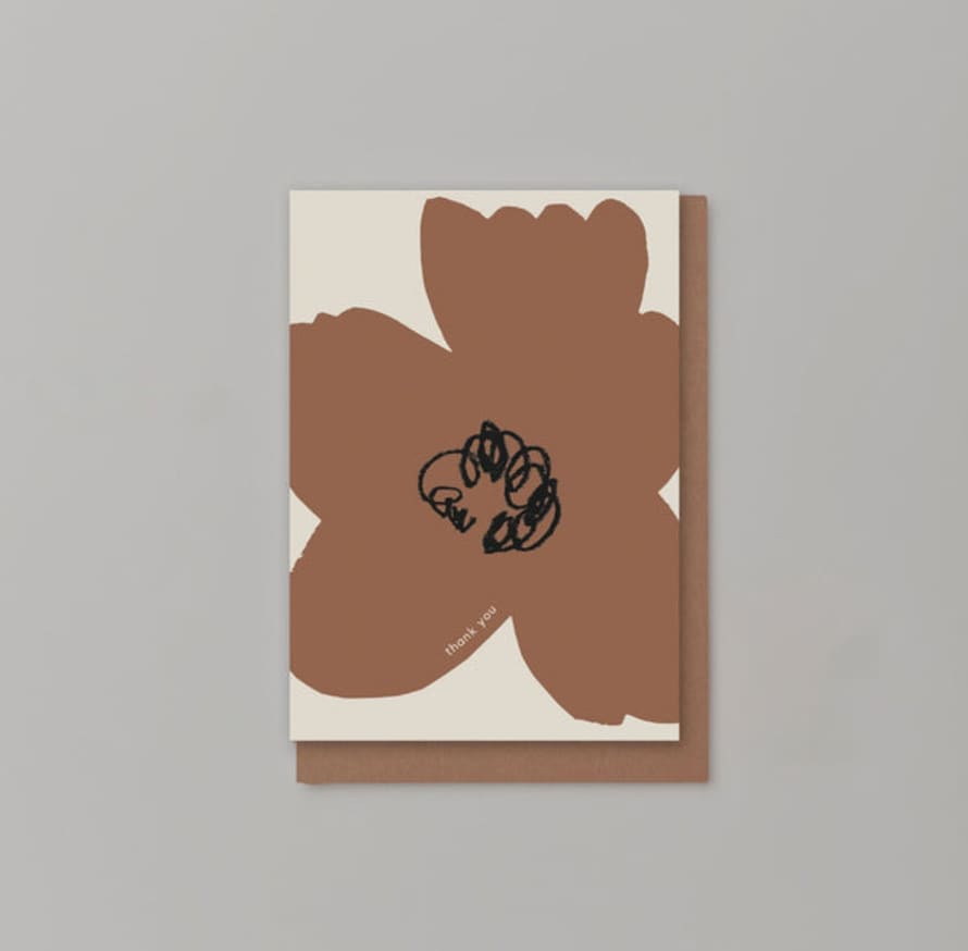 Kinshipped Thank You - Brown Flower Card
