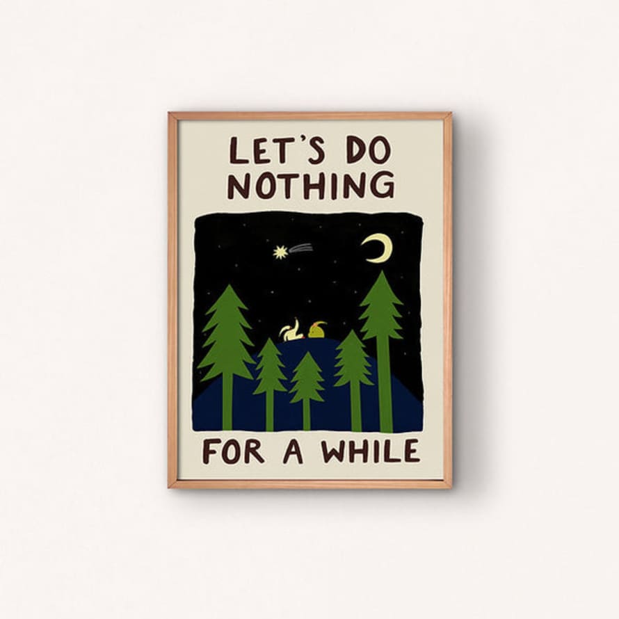 Little Black Cat Illustrated Let's Do Nothing For A While Print