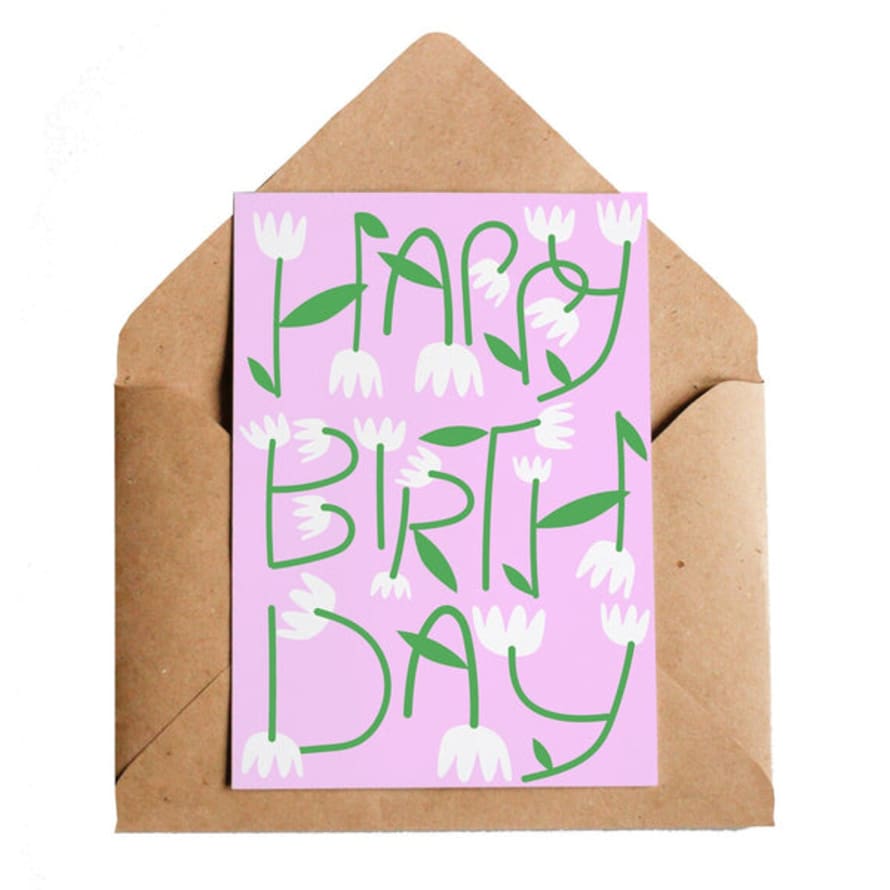 Lottie Hall Studio Happy Birthday Pink Daisy Card