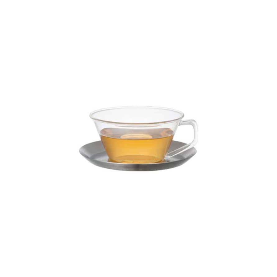 Kinto Cast Tea Cup & Saucer Stainless Steel 220ml