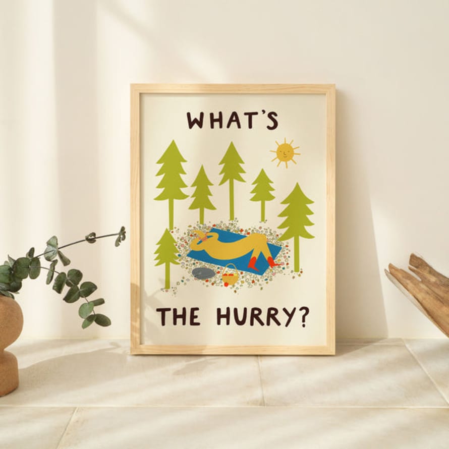 Little Black Cat Illustrated What's The Hurry Print