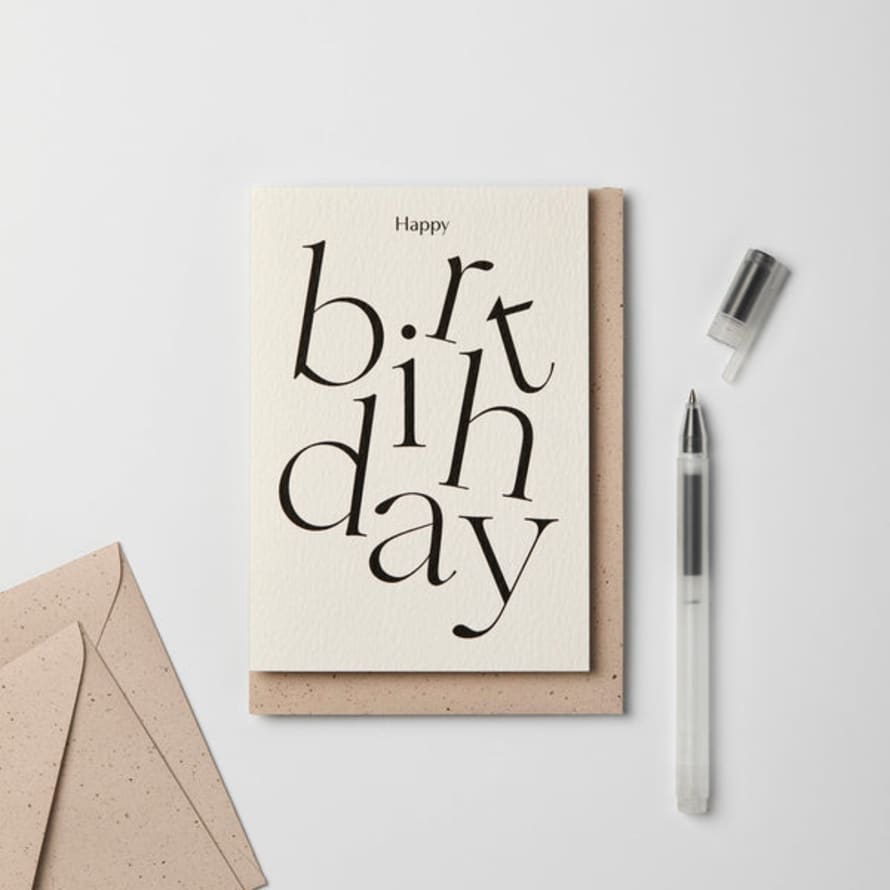 Kinshipped Happy Birthday Serif Type Card