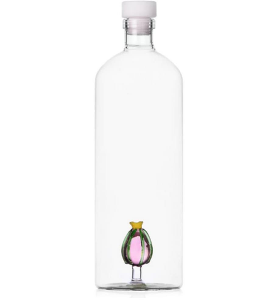 Ichendorf Milano bottiglia con tappo in gomma e cactus rosa all'interno 