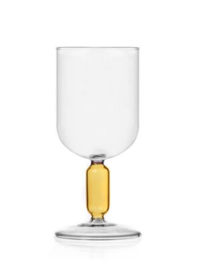 Ichendorf Milano calice vino trasparente con stelo giallo linea Bloom