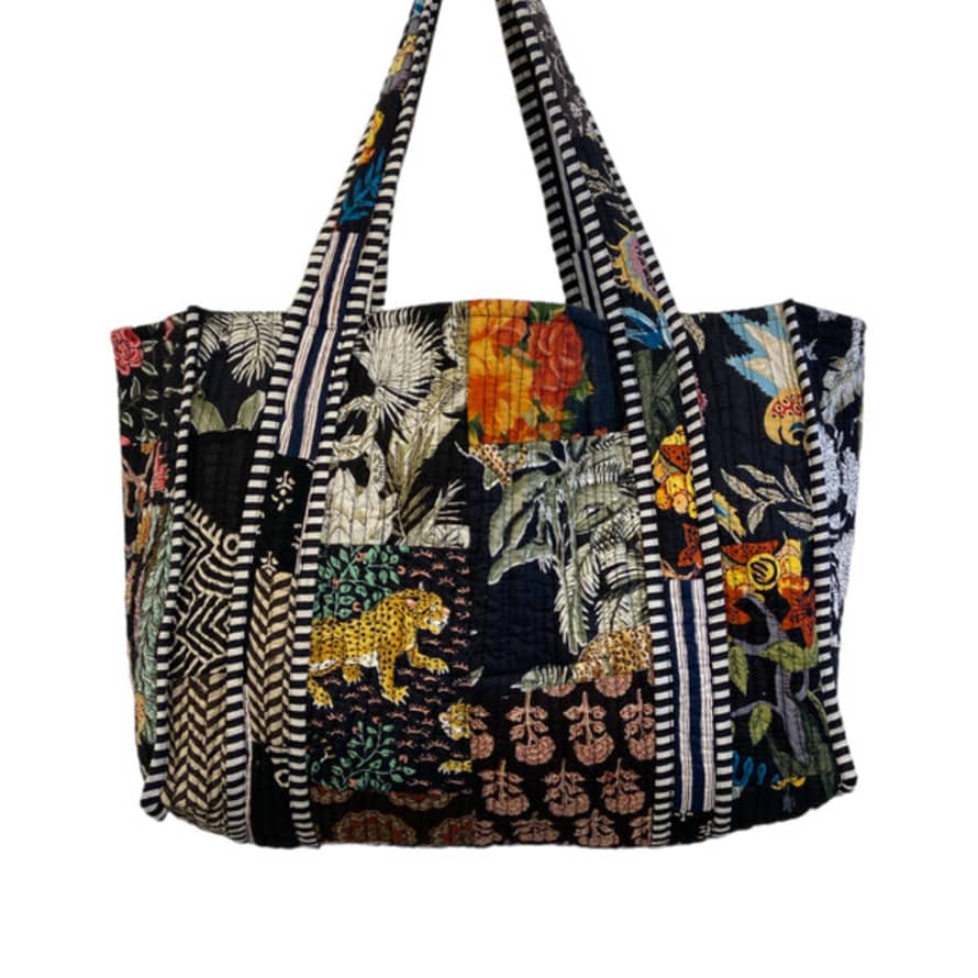 Behotribe  &  Nekewlam Tote Bag Over Sized Quilted Cotton Black