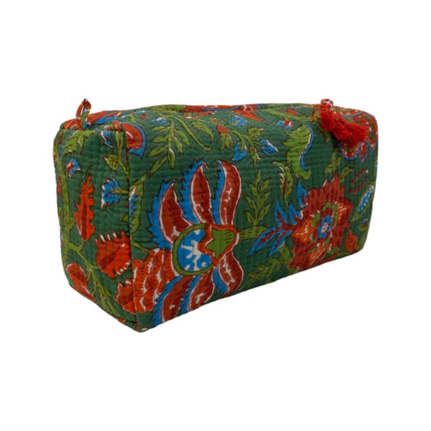 Behotribe  &  Nekewlam Cosmetic Wash Bag Cotton Green Floral