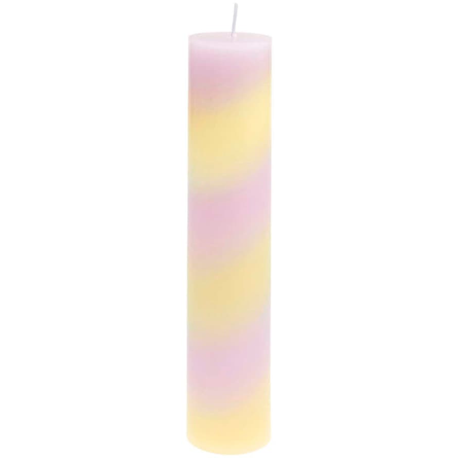 Rico Design Lilac Yellow Striped Taper Candle