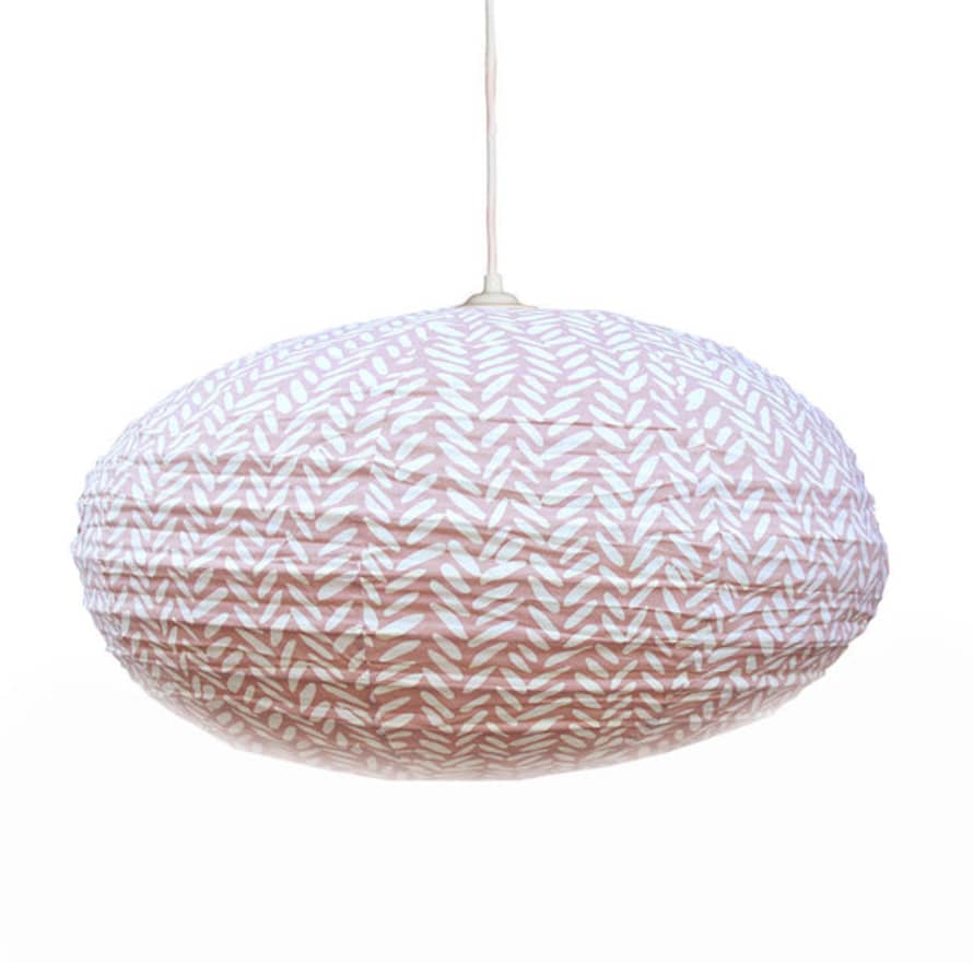 Curiouser and Curiouser Large 80cm Cream & Plaster Pink Rice Cotton Pendant Lampshade