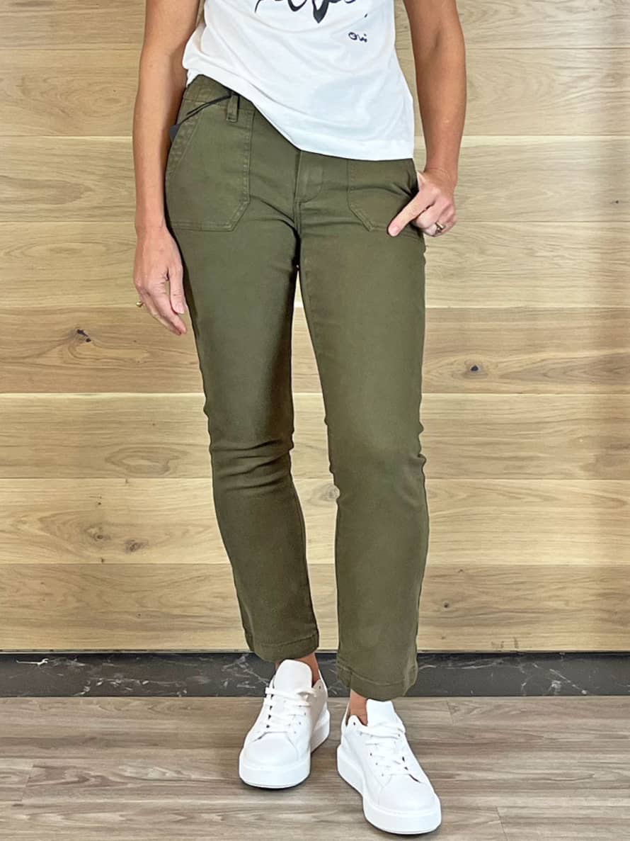 Paige  Mayslie Straight Ankle Jeans Vintage Olive Meadow