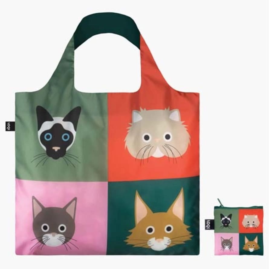 LOQI Stephen Cheethams Cats Printed Recycled Bag