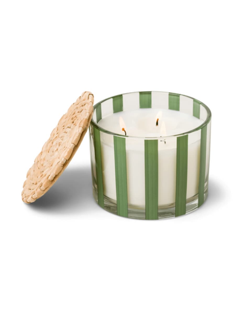 Paddywax Al Fresco Striped Candle - Green - Misted Lime
