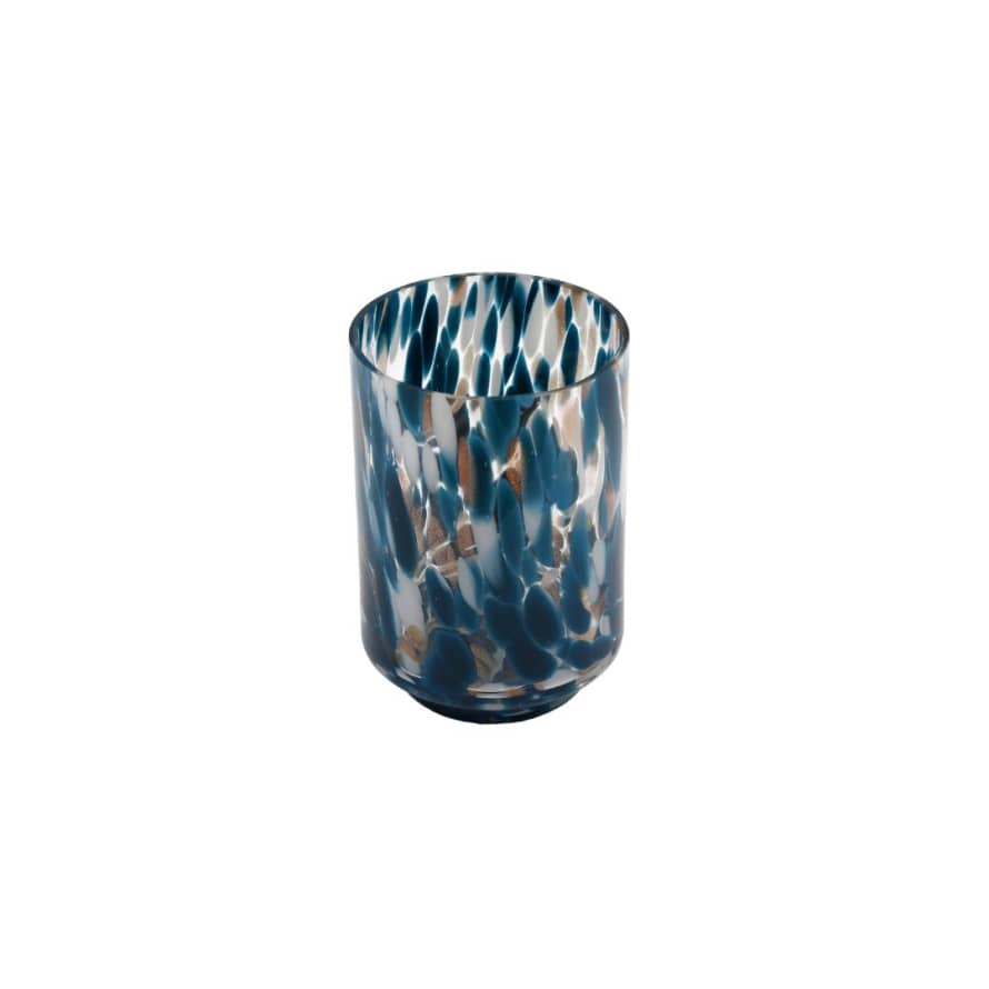 Temerity Jones Wild One Blue Spot Glass Leopard Print Vase