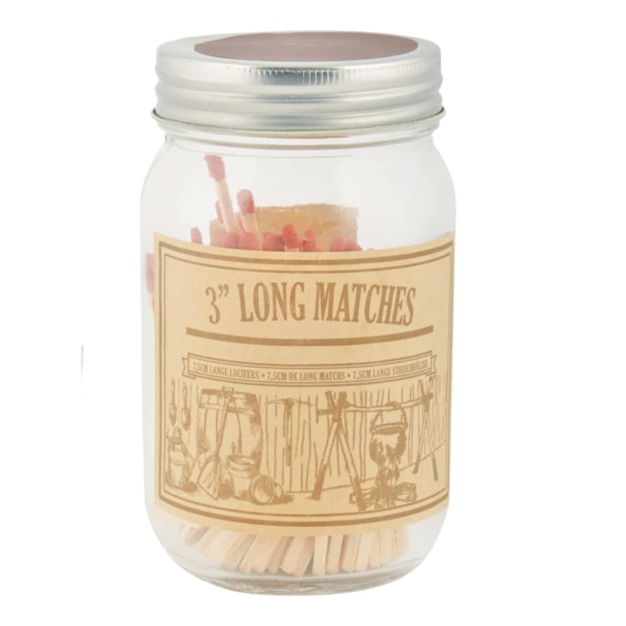 ESSCHERT DESIGN Long matches in a glass jar