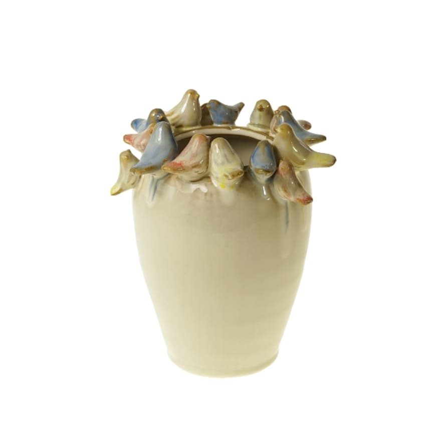 Werner Voss Ceramic Vase With Birds : Short