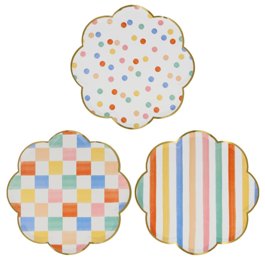 Meri Meri Colourful Pattern Dinner Plates (x 8)