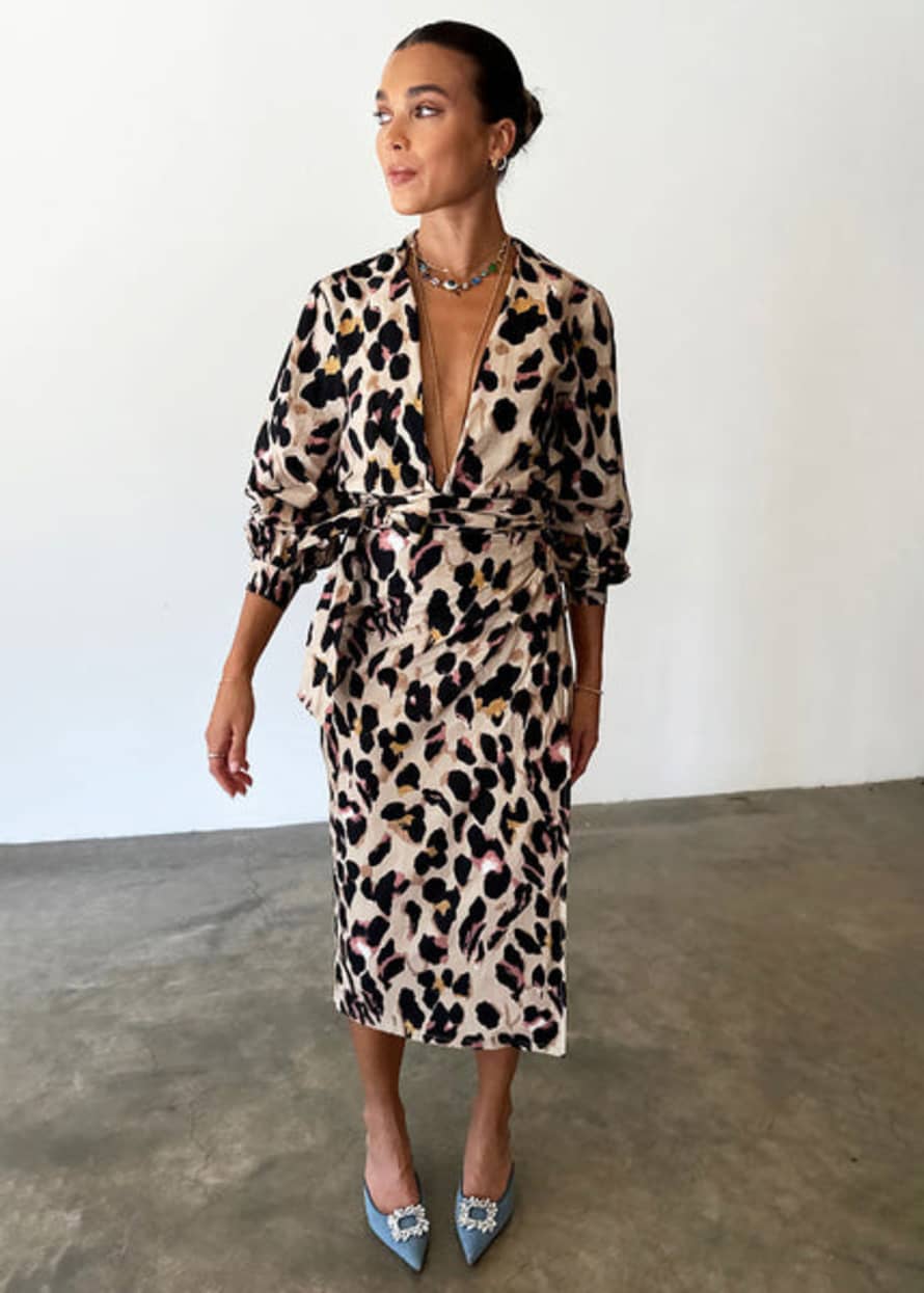 Never Fully Dressed Cotton Linen Leopard Maxi Jaspre Skirt