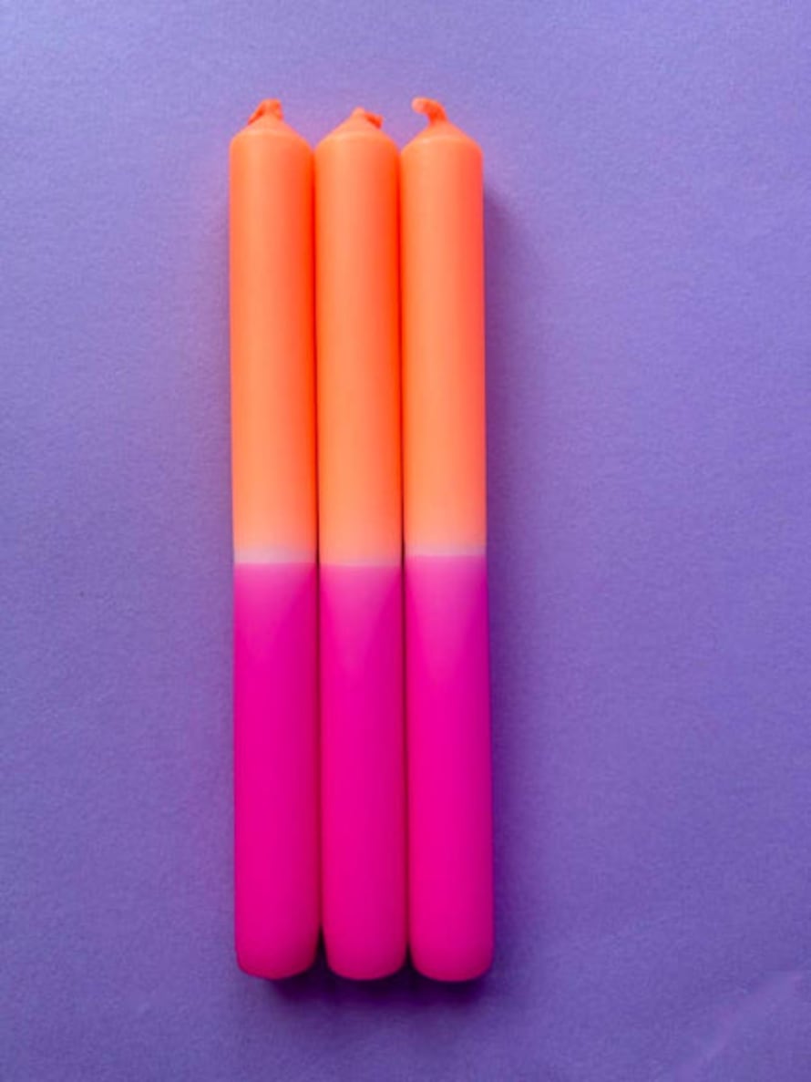 The Colour Emporium Peach Melba Dip Dye Dinner Candles Trio