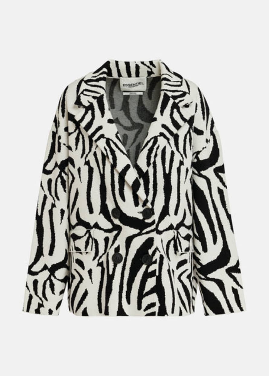 Essentiel Antwerp Off White Figer Zebra Jacquard Jacket
