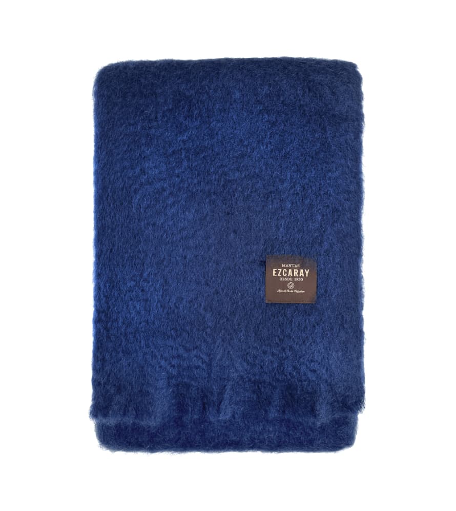 Ezcaray Navy Blue Mohair Blanket #5 130 x 200 cm