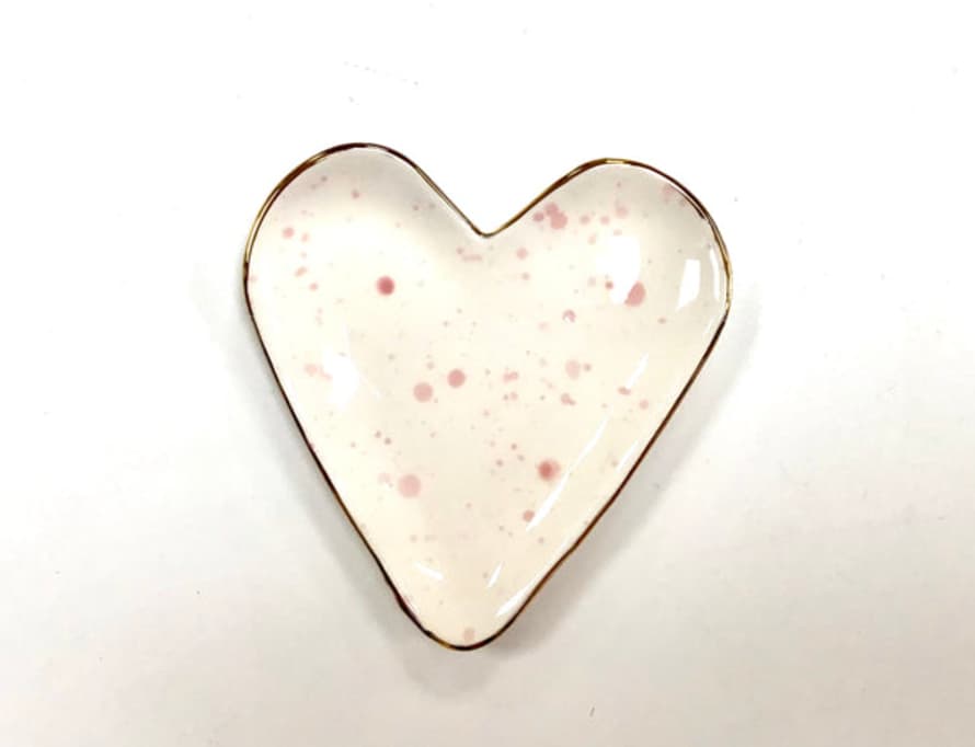 White Rain Pink Spot Heart Trinket Dish
