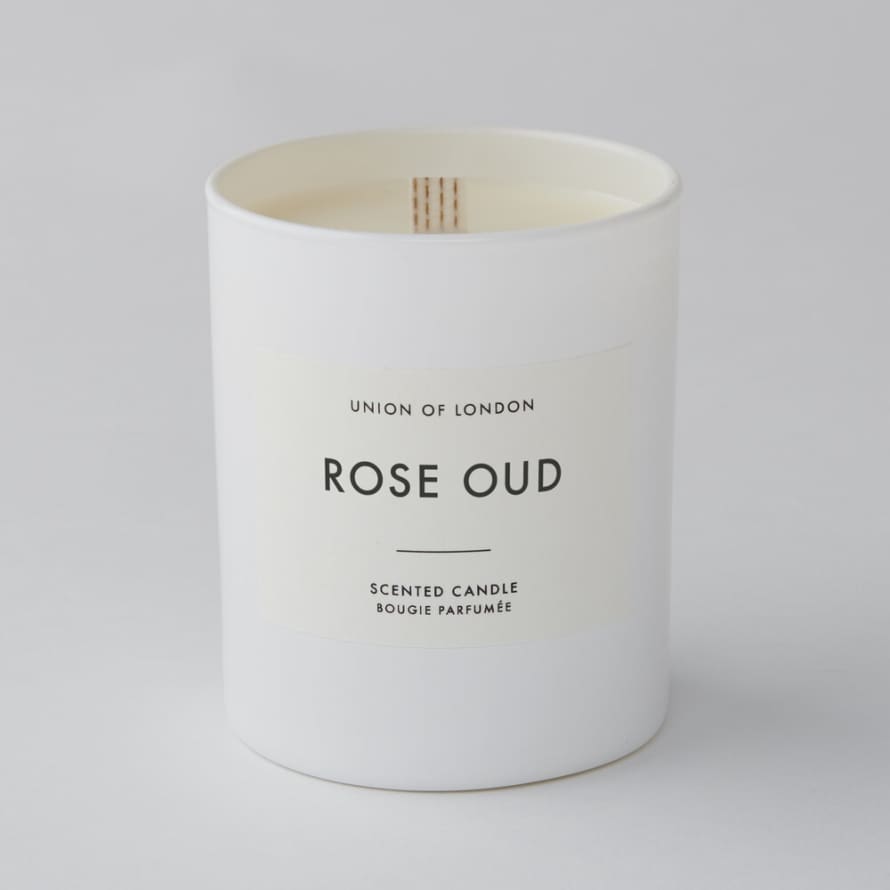 Union Of London Rose Oud Large White Candle