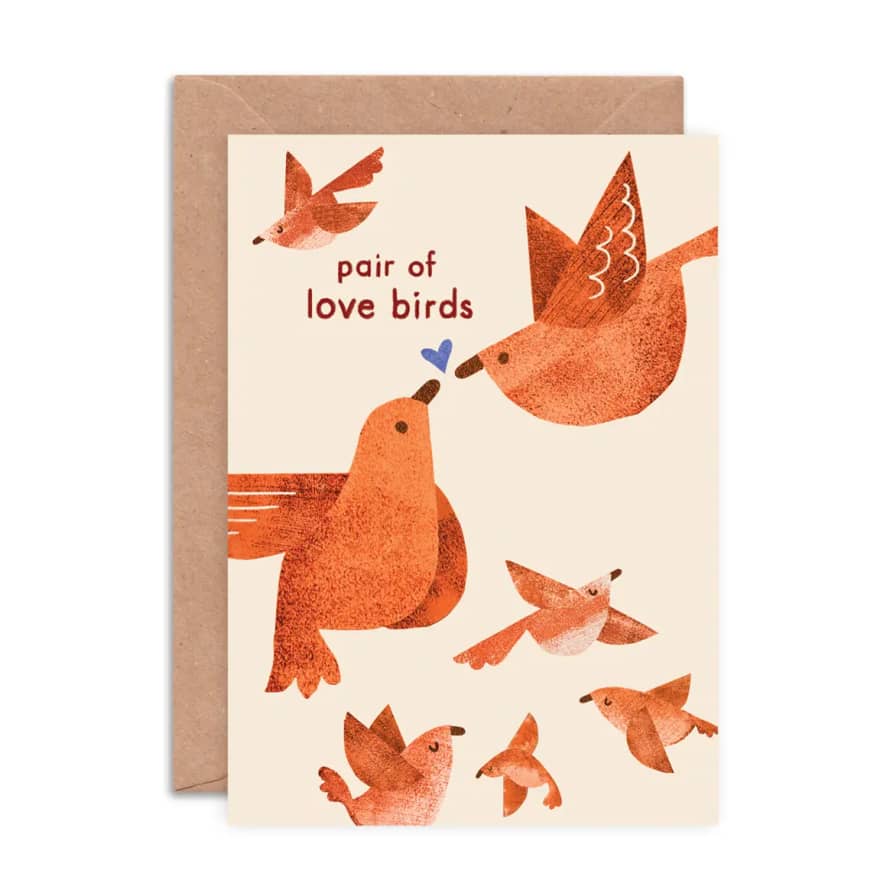 Emily Nash Illustration Pair of Love Birds Greeting Card - Valentine, Wedding